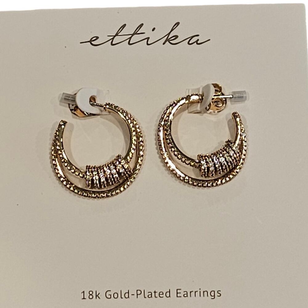 Ettika x Revolve 18K Gold Plated Round Small‎ Hoop Earrings Glam Date Night Out